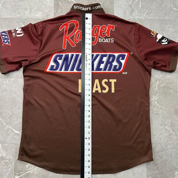 Snickers Pit Crew Shirt Mens XL Nascar Racing Jersey Ranger Boats Feast Brown - Picture 9 of 10